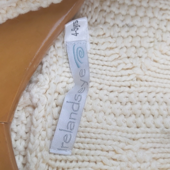 Ireland's Eye Chunky Cable Knit Cardigan Pom Hoodie Fisherman Sweater 4-5 - Picture 5 of 10